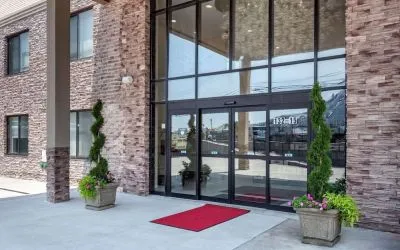 Hotel entrance at Comfort Inn JFK Airport.