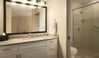 Private bathroom at Hyatt House Pleasanton.
