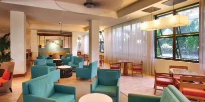Hotel lounge area at Hyatt Place Waikiki Beach.