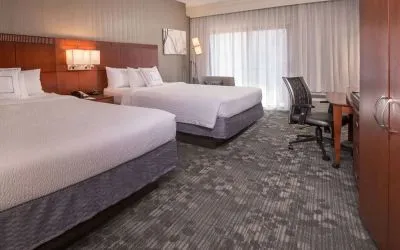 Comfortable day use room with two queen beds at Courtyard Dulles Airport Chantilly.