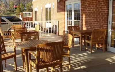 Outdoor seating and terrace at Country Inn & Suites By Radisson, BWI Airport.
