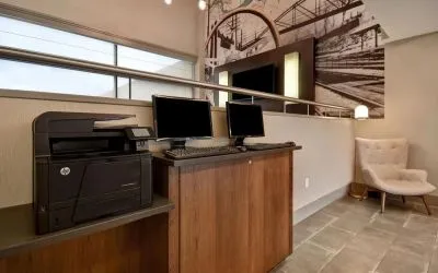 Business center at Four Points By Sheraton Boston-Newton. 
