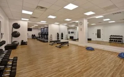 Fitness center available at  Four Points By Sheraton Boston-Newton. 