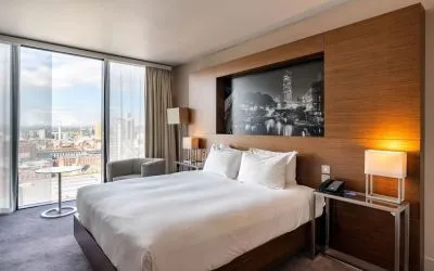 Romantic king room at Hilton Manchester Deansgate.
