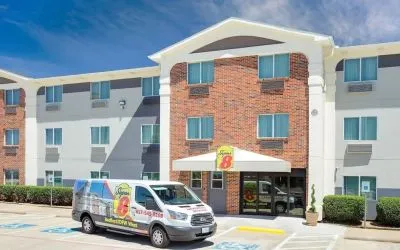 Hotel exterior at Super 8 Bedford DFW Airport West.  