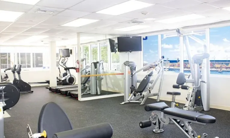 Fitness center at Ramada Plaza Marco Polo Beach Resort.