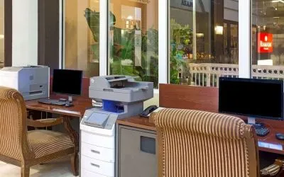 Business center at Ramada Plaza Marco Polo Beach Resort.