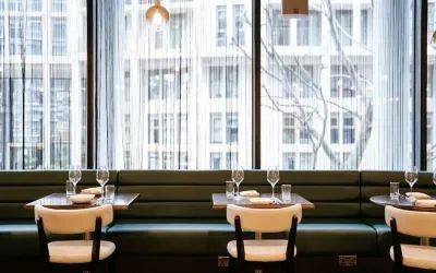 Hotel bar seating with natural light at The Westminster London, Curio Collection By Hilton.  