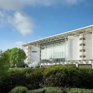 Hotel exterior at Hilton London Heathrow Airport.
