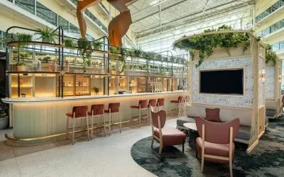 Hotel bar at Hilton London Heathrow Airport.