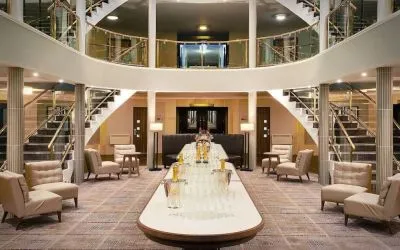 Seats available outside conference rooms at Leonardo Hotel And Conference Venue Hinckley Island. 