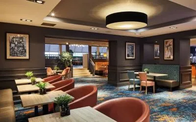 Dining area perfect for coworking at Leonardo Hotel Edinburgh Murrayfield.
