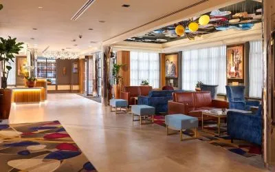 Hotel lobby sitting at NYX Dublin Christchurch.