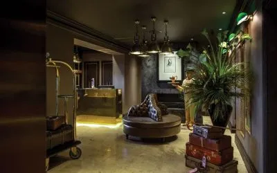 Reception area at Hotel Gotham. 
