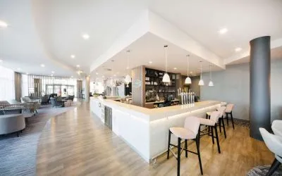 Hotel bar at Hampton By Hilton Blackpool. 