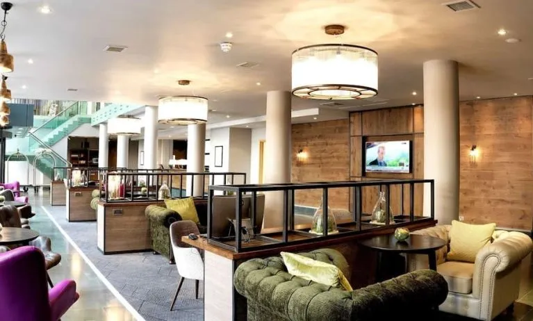 Comfortable lobby workspace at the Hilton Garden Inn Birmingham Brindleyplace.