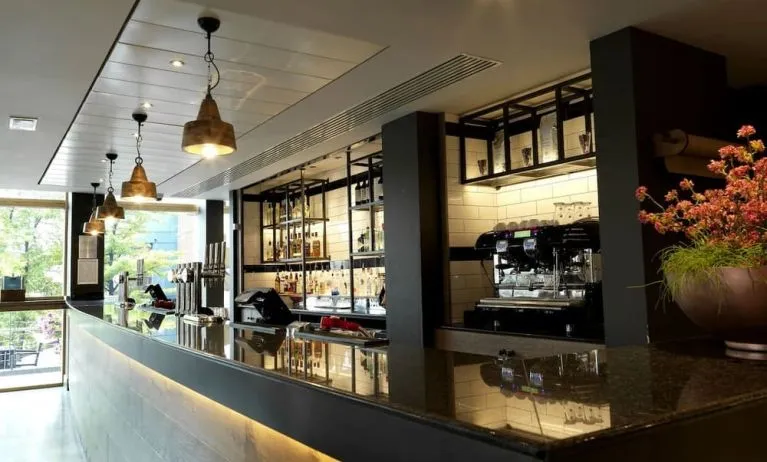 Hotel bar at the Hilton Garden Inn Birmingham Brindleyplace.