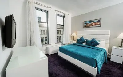 Day use room with natural light at Congress Plaza Hotel.