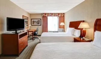 Twin room with TV and work desk at Hilton Garden Inn Toronto/Burlington.