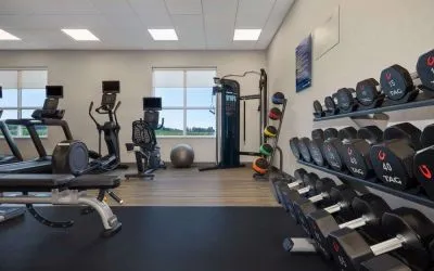 Equipped fitness center with treadmills at Hampton Inn By Hilton Port Hope.