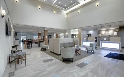 Hotel lobby at Holiday Inn Express & Suites Airport-Calgary.