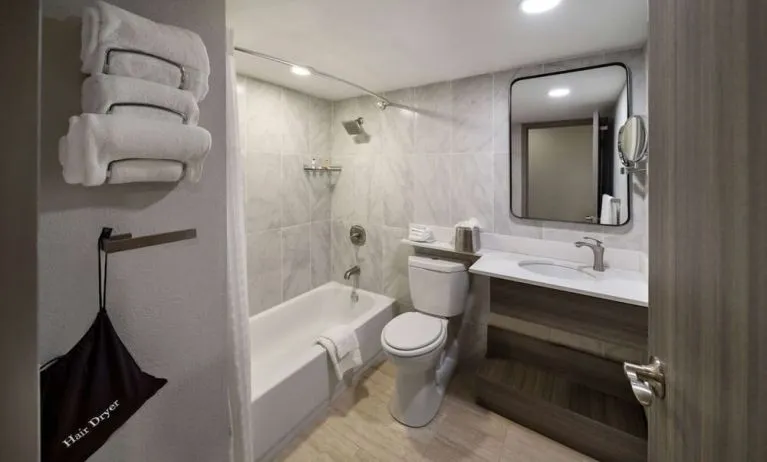 Guest bathroom at Wyndham DFW Airport.