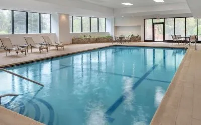 Indoor pool at Boston Marriott Burlington.