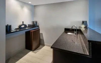 Kitchen area at Boston Marriott Burlington.