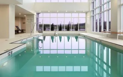 Relaxing indoor heated pool at DoubleTree By Hilton Montreal Airport.