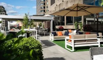Exterior patio at DoubleTree By Hilton Montreal.