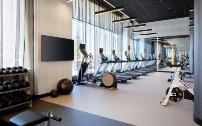 Fully equipped fitness center at Hilton Garden Inn Montreal Midtown.