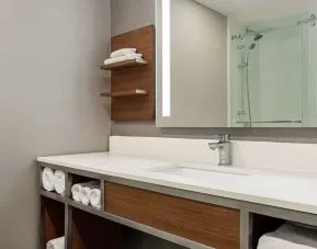 Private guest bathroom with shower at the Hilton Garden Inn Kitchener/Cambridge.