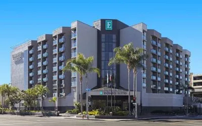 Hotel exterior at Embassy Suites By Hilton LAX Airport North.