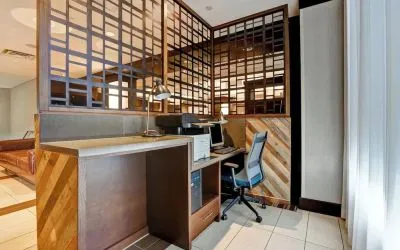 Business center with computer, printer and ergonomic seating at Four Points By Sheraton Toronto Mississauga.