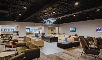 Lobby and coworking lounge at Crowne Plaza Aire MSP Airport - Mall Of America.