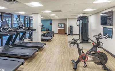 Fitness center available at DoubleTree By Hilton Westborough.