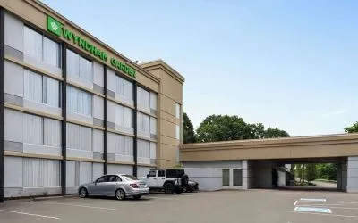 Hotel exterior at Wyndham Garden Pittsburgh Airport.
