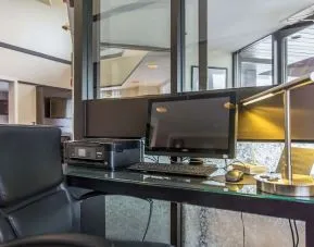 Business center with computer, printer and ergonomic chair at Comfort Inn New Glasgow.