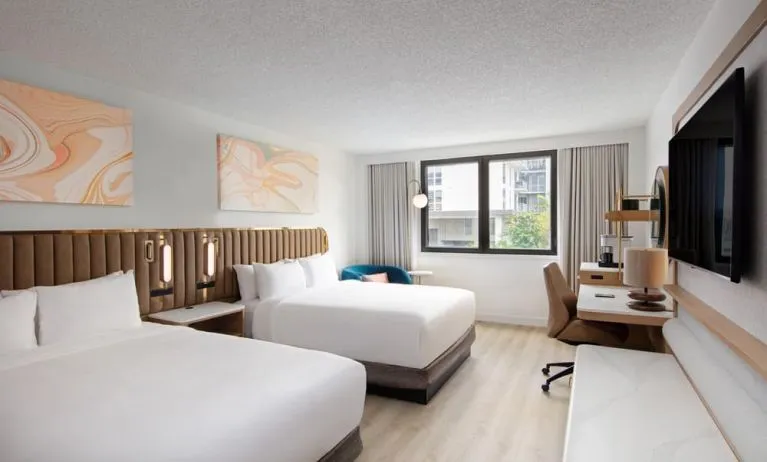 Day use twin room with work desk at Sonesta Miami Airport.