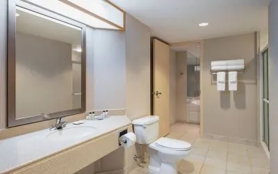 Guest bathroom at Delta St. John's Hotel & Conference Center.