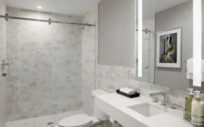 Guest bathroom with shower at Le Parc At Melrose.