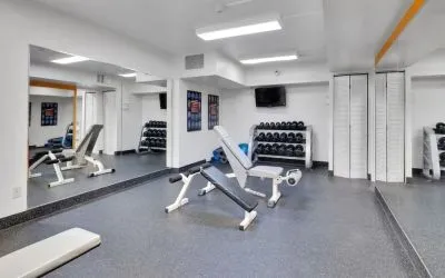 Well equipped fitness center at Holiday Inn Peterborough-Waterfront.