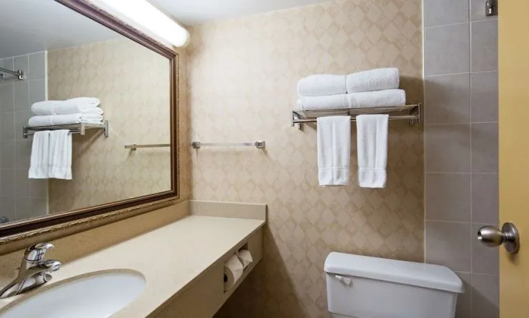Guest bathroom with shower at Best Western North Bay.