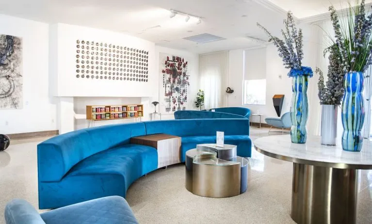 Lobby and coworking lounge at The Sagamore Hotel South Beach.