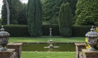 Beautiful garden with fountain at Barnett Hill Hotel.