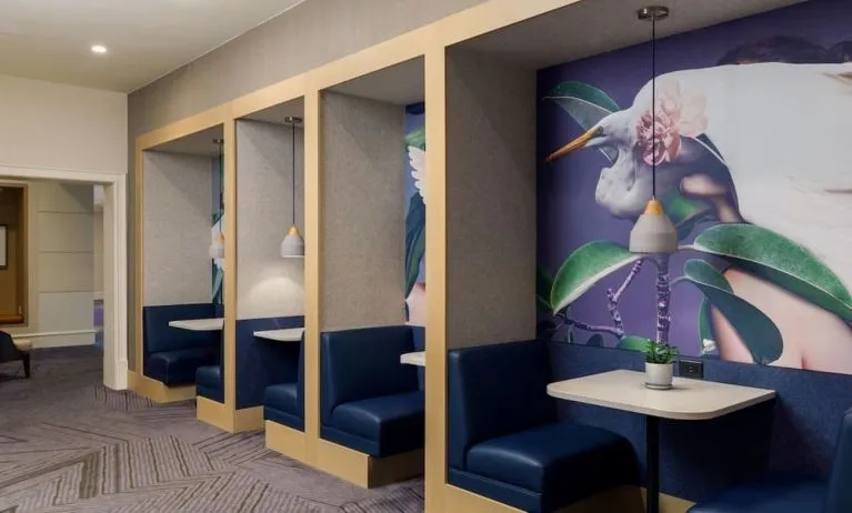 Coworking pods at Renaissance Meadowlands Hotel.