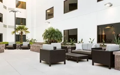Outdoor furniture available at Courtyard By Marriott Redwood City.