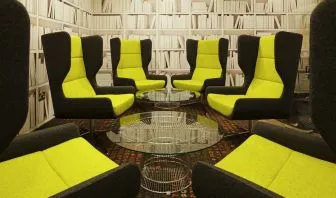 Comfortable lobby lounge at Ibis London Blackfriars Hotel.