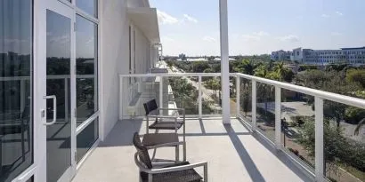 Balcony inside day use room at Courtyard Delray Beach.
