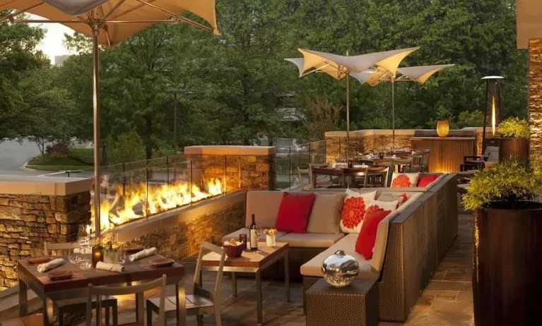 Terrace with fire pit at Hilton McLean Tysons Corner.